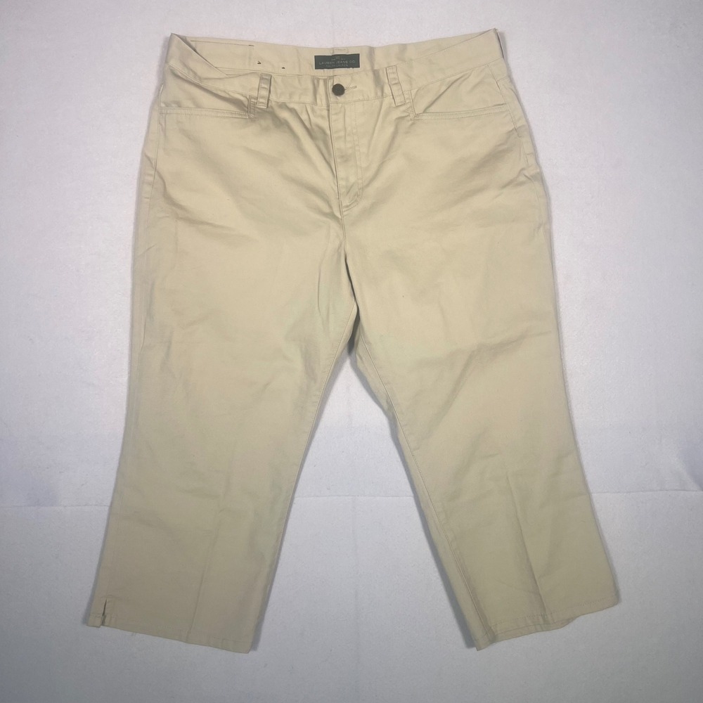 Lauren Ralph Lauren Tan Khaki Cropped Chino Pants Womens Size 14 Stretch LRL